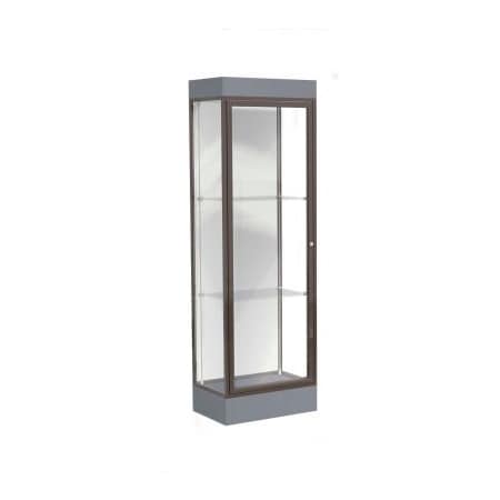 Waddell Display Case Of Ghent Edge Lighted Floor Case, White Back, Dark Bronze Frame, 6" Carbon Mesh Base, 24"W x 76"H x 20"D 91LFWH-BZ-CM